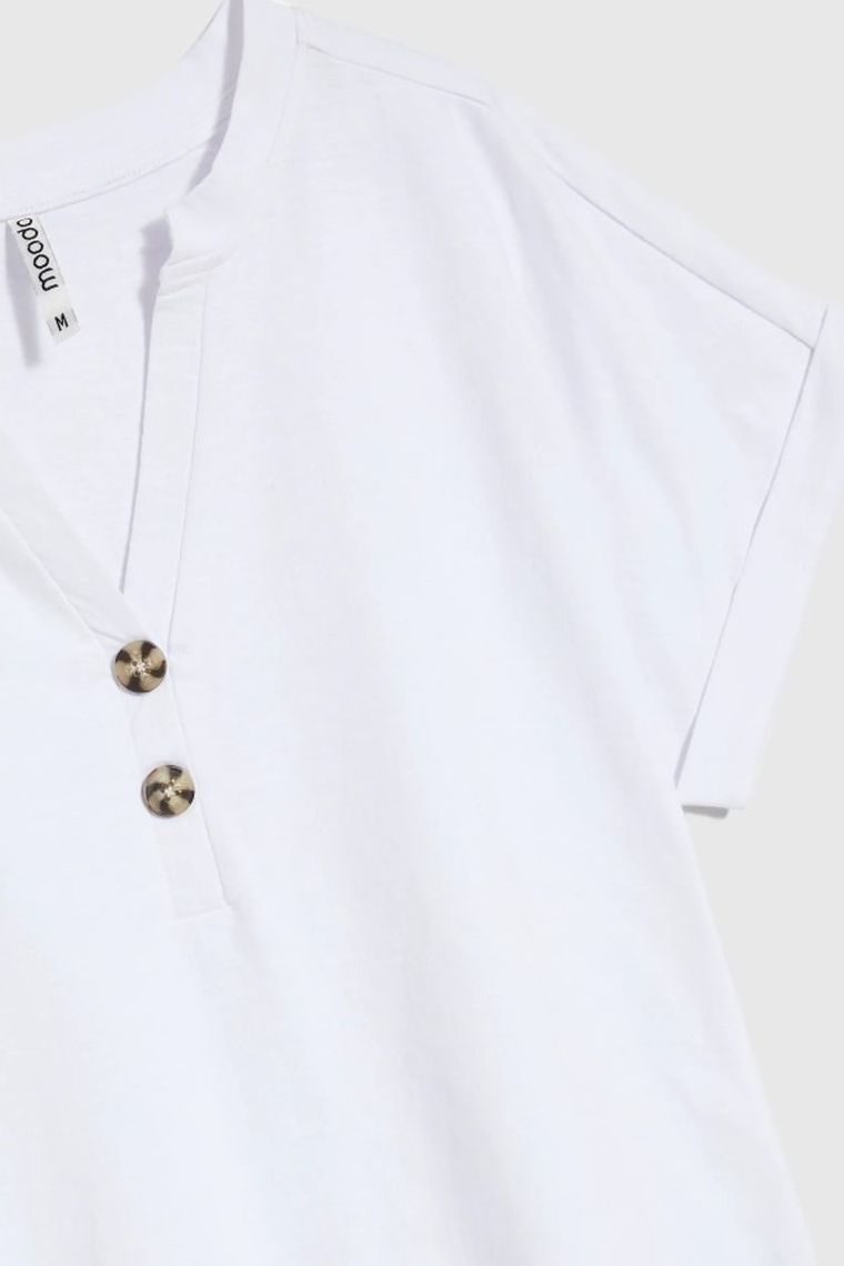 Bluzka damska z krótkim rękawem, biała, Moodo