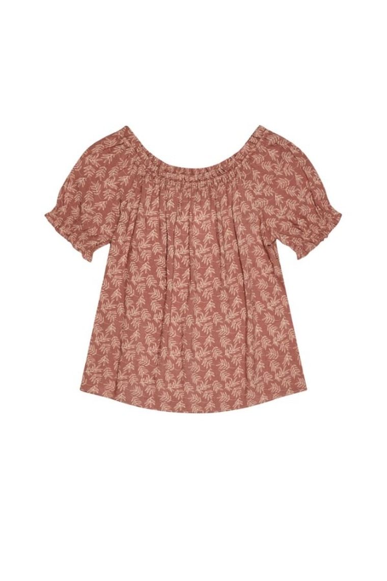 Bluzka damska z krótkim rękawem, brązowa, Moodo