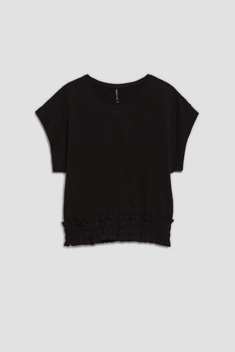 Bluzka damska z krótkim rękawem, czarna, Moodo