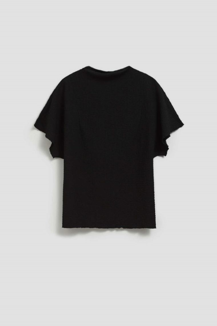 Bluzka damska z krótkim rękawem, czarna, Moodo