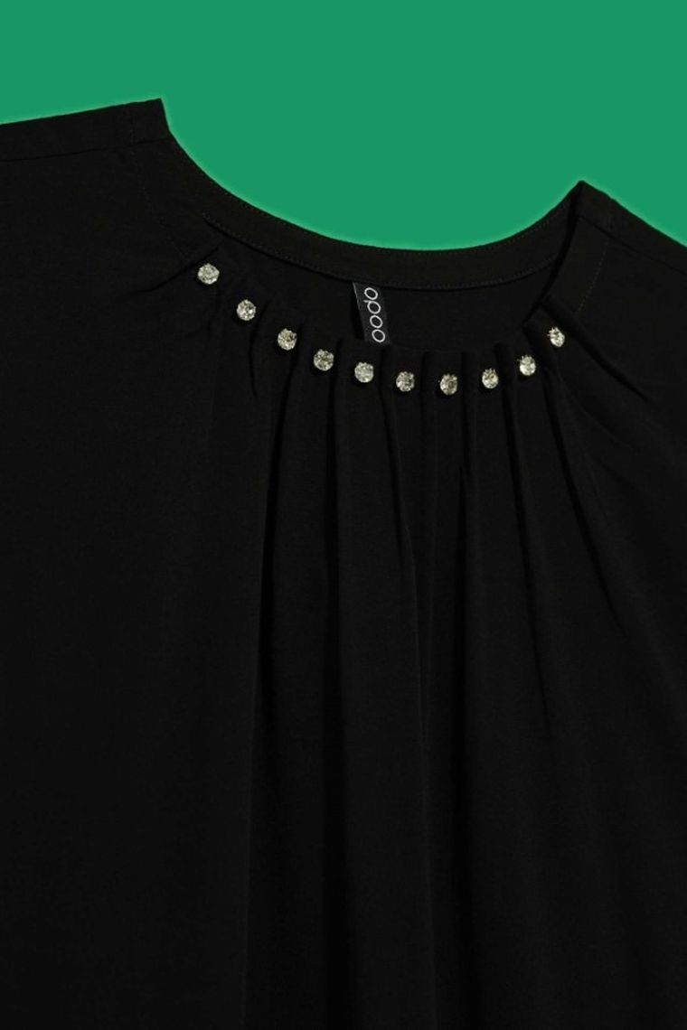 Bluzka damska z krótkim rękawem, czarna, Moodo