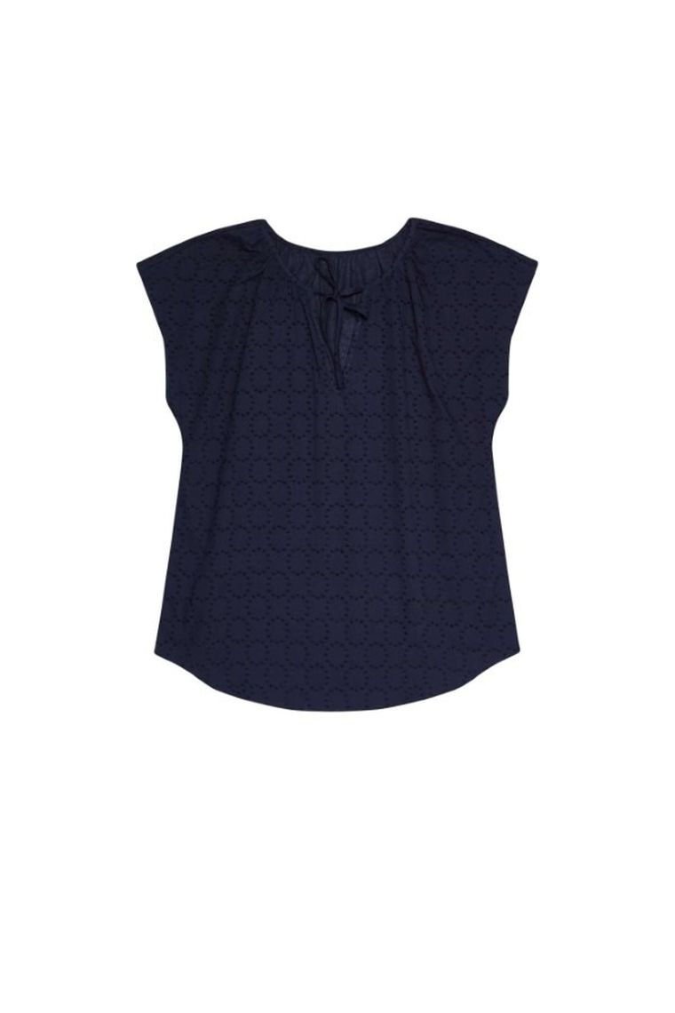 Bluzka damska z krótkim rękawem, granatowa, Moodo