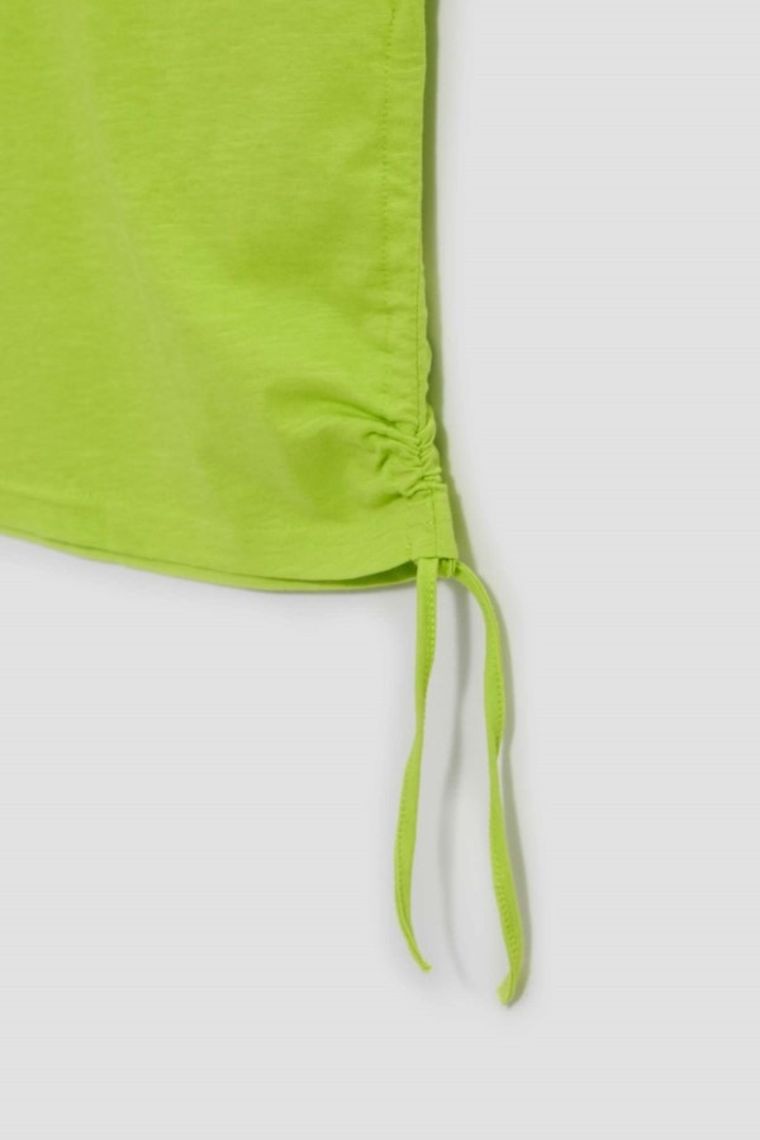 Bluzka damska z krótkim rękawem, limonkowa, Moodo