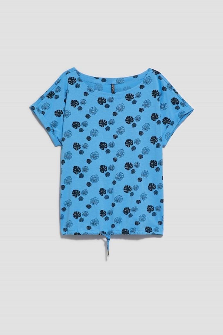 Bluzka damska z krótkim rękawem, niebieska, Moodo