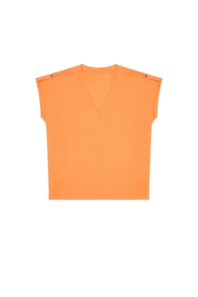 Bluzka damska z krótkim rękawem, pomarańczowa, Moodo