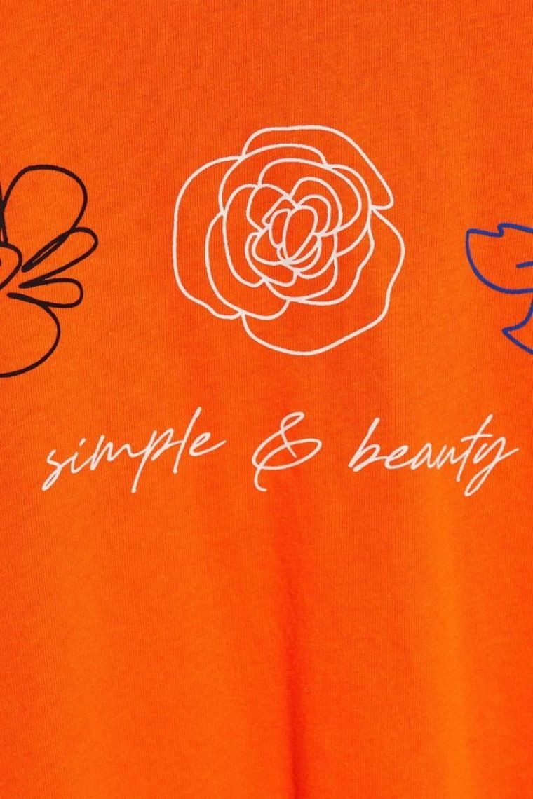 Bluzka damska z krótkim rękawem, pomarańczowa, Moodo