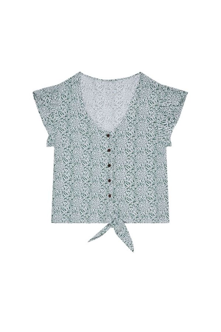 Bluzka damska z krótkim rękawem, zielona, Moodo