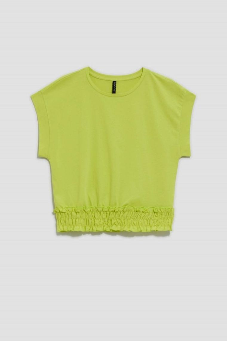 Bluzka damska z krótkim rękawem, zielona, Moodo