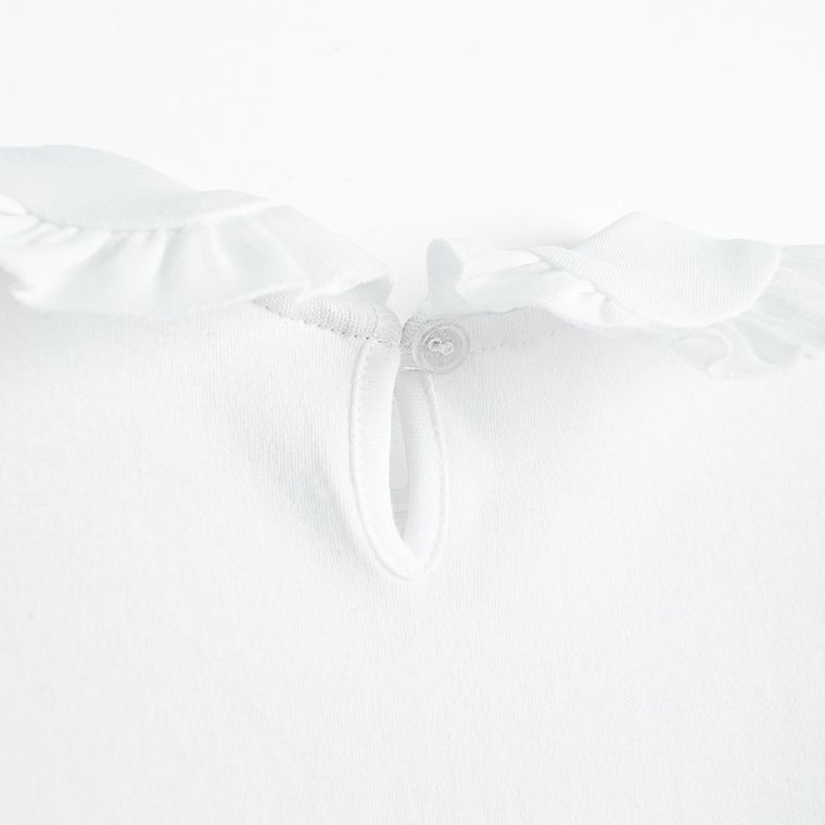 Bluzka dziewczęca z długim rękawem, biała, Nicol