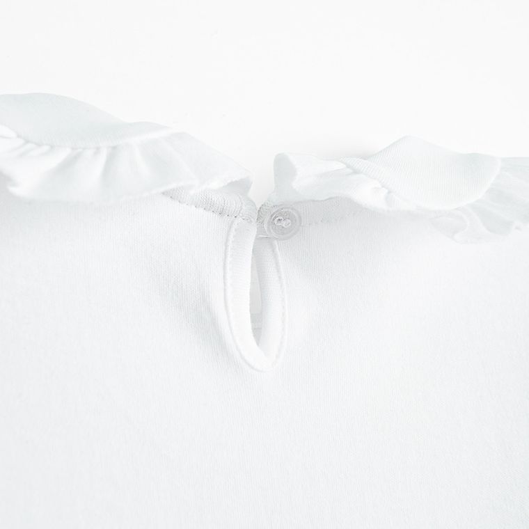 Bluzka dziewczęca z długim rękawem, biała, Nicol