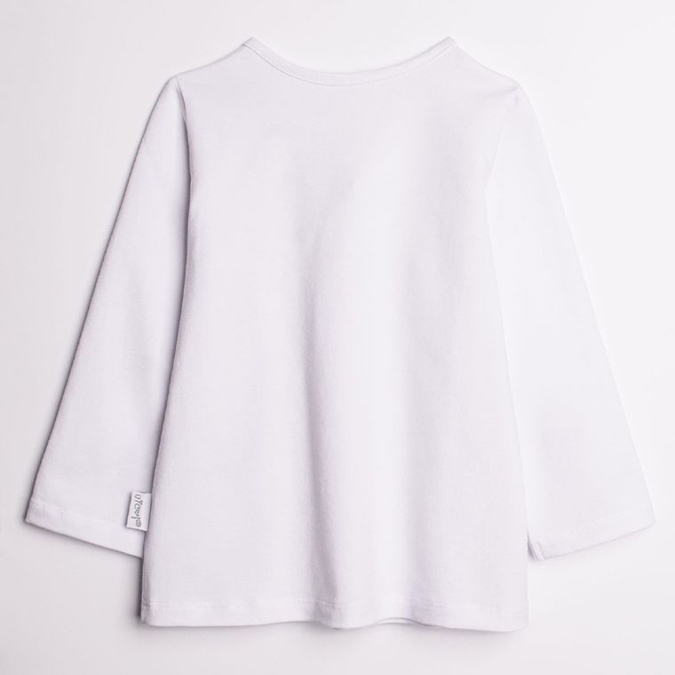 Bluzka dziewczęca z długim rękawem, biała, Nicol