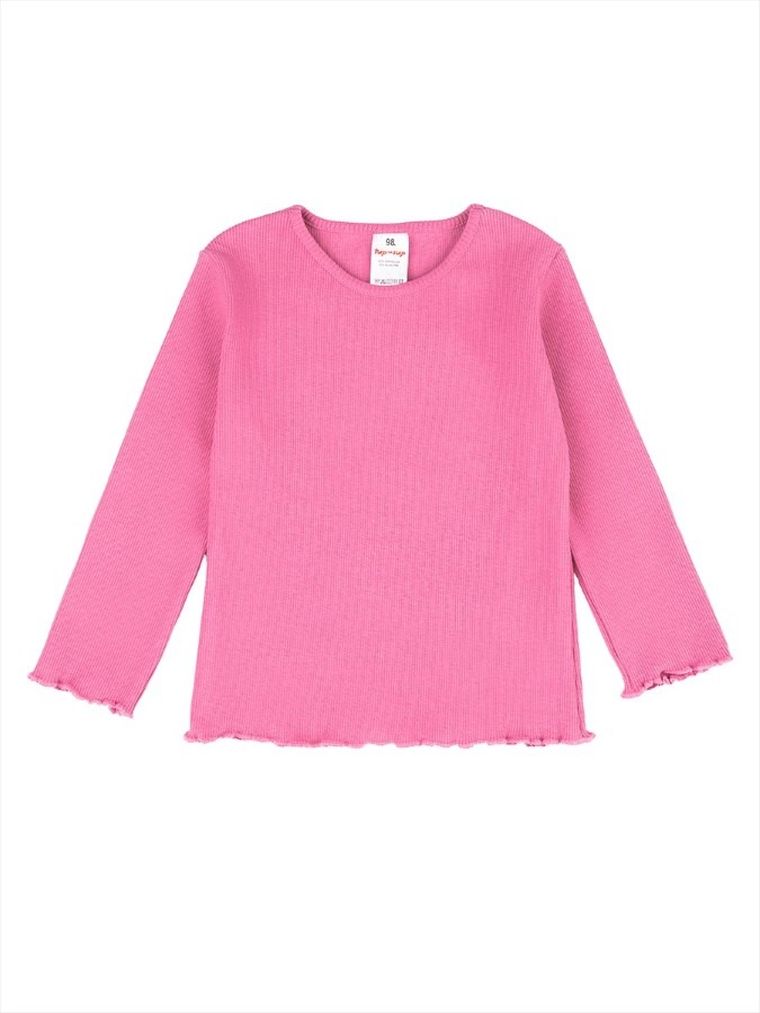 Bluzka dziewczęca z długim rękawem, prążkowana, różowa, Tup Tup