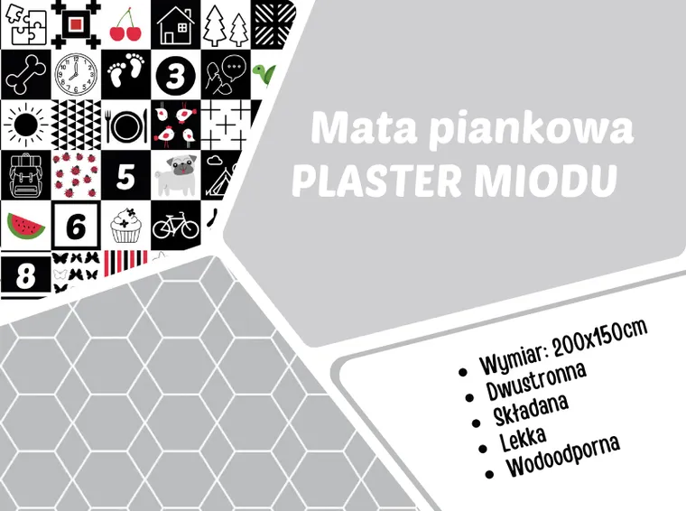 Bocioland, Plaster miodu, kontrastowa mata piankowa, składana, 150-200 cm