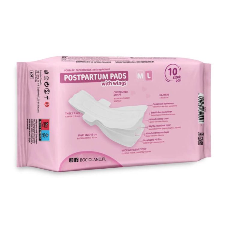 Bocioland, podkłady poporodowe, wysokochłonne, podpaski na dzień i na noc, 10 szt.