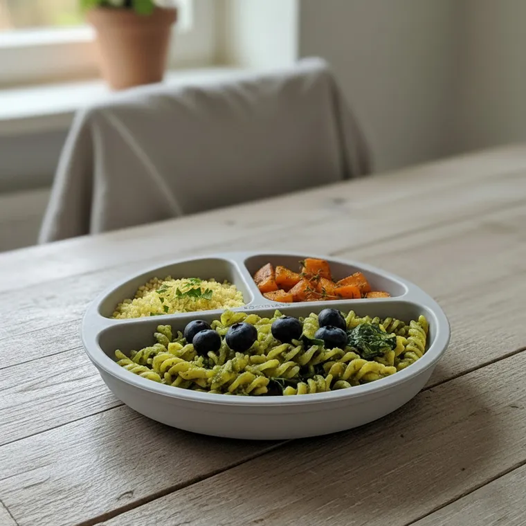 Bocioland, silikonowy talerzyk z przyssawkami i przegródkami, jasny szary