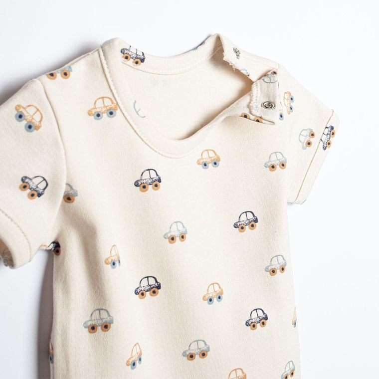 Body chłopięce z krótkim rękawem, beżowe, Nicol