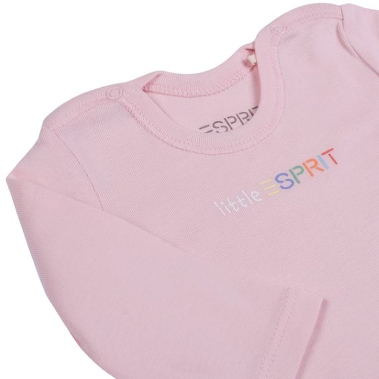 Body dziewczęce z długim rękawem, bawełna organiczna, białe, różowe, zestaw, 2 szt., Esprit