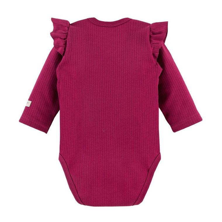 Body dziewczęce z długim rękawem, bordowe, falbanki, Eevi