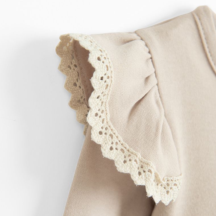 Body sukienka dziewczęce z długim rękawem, beżowe, Nicol