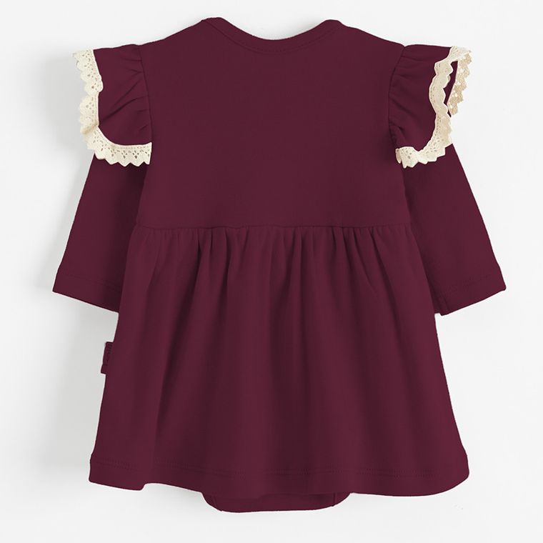 Body sukienka dziewczęce z długim rękawem, bordowe, Nicol