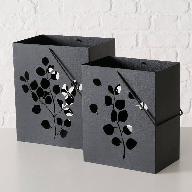 Boltze Garden, Calypso, lampion metalowy, czarny, 2 szt.