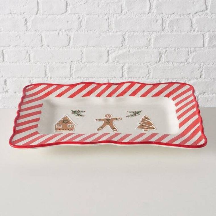 Boltze Home, ceramiczny półmisek w świątecznych kolorach, 39-25 cm