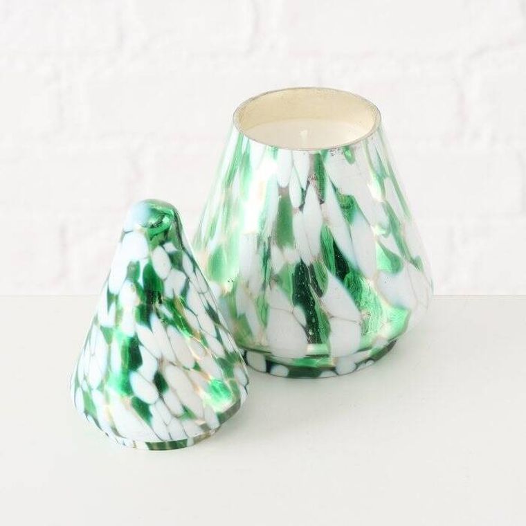 Boltze Home, Dotti, szklana świeca w kształcie choinki, 17,5 cm