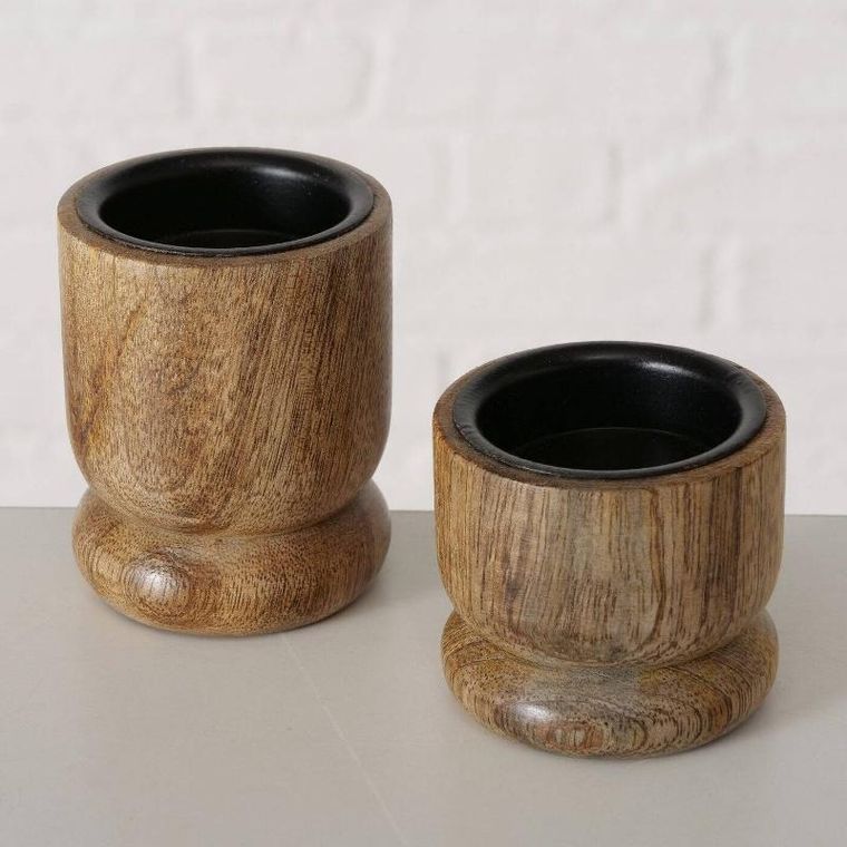 Boltze Home, drewniane świeczniki Numli, drewno mango, 2 szt.