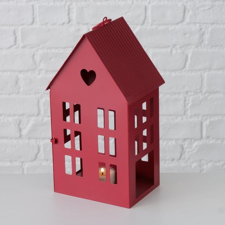 Boltze Home, lampion metalowy w kształcie domu, Alamo, 14 i 25 cm