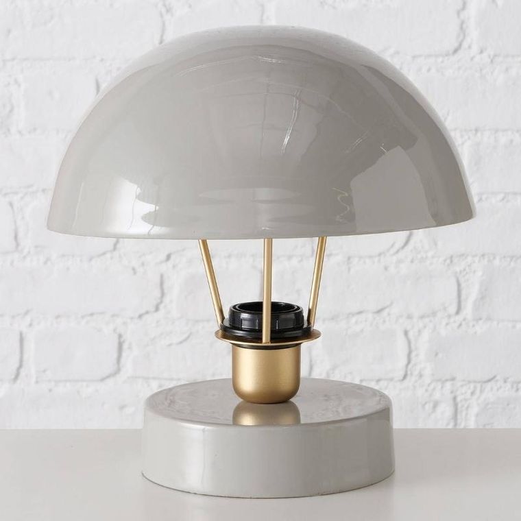 Boltze Home, metalowa lampka stołowa Clover, szary klosz, Ø 25 cm