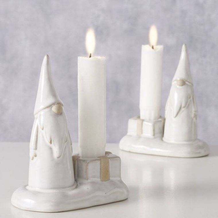 Boltze Home, Slavko, świecznik z gnomem na pojedynczą świecę, 11 cm