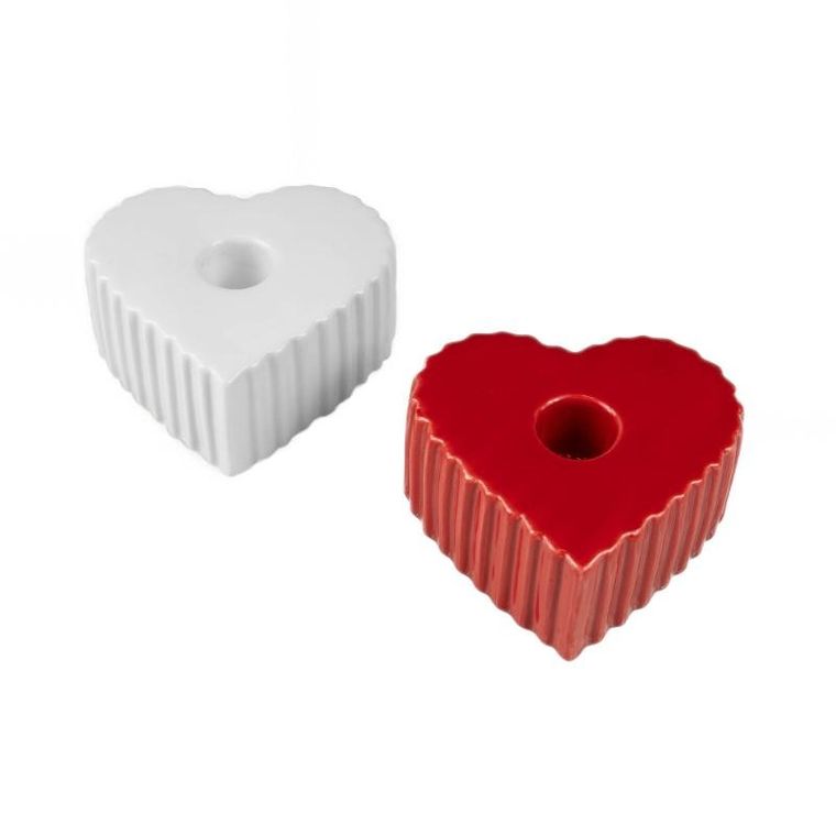 Boltze Home, świecznik ceramiczny na długą świecę w kształcie serca, Anima, 4-9 cm