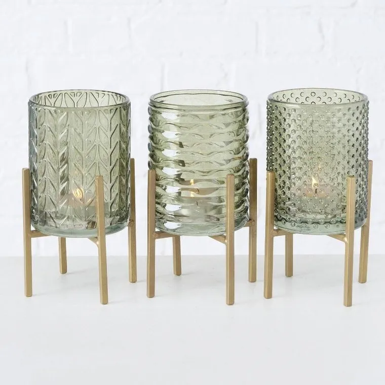 Boltze Home, świecznik na tealighty, Bolito, zielone szkło, Ø 8 cm