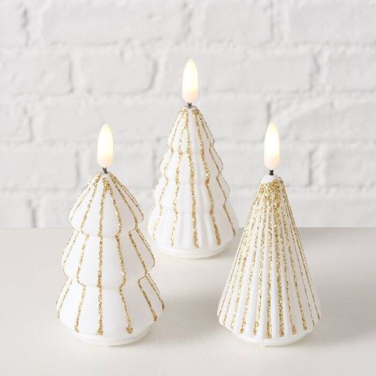 Boltze Home, Toris, świeca w kształcie choinki ze sztucznym płomieniem, 12 cm