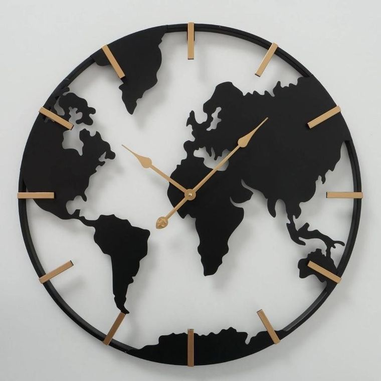 Boltze Home, zegar ścienny Union, metalowy ze złotymi wskazówkami