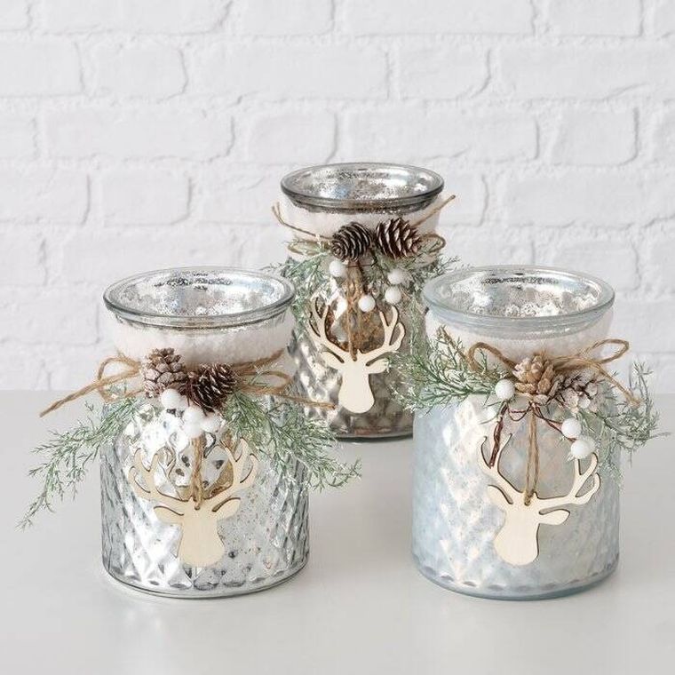 Boltze Xmas, Wilka, świecznik, słoik ze stroikiem, 16 cm