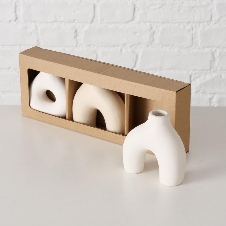 Boltze, zestaw ozdobnych wazoników, Metty, wys. 10 cm, 3 szt.