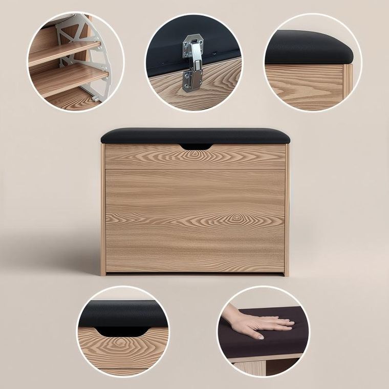 Boximo, Vault, szafka na buty z siedziskiem i wysuwanymi półkami, 57-30-53 cm