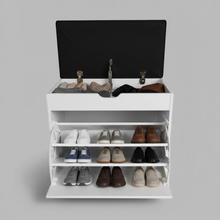 Boximo, Vault, szafka na buty z siedziskiem i wysuwanymi półkami, 57-30-53 cm