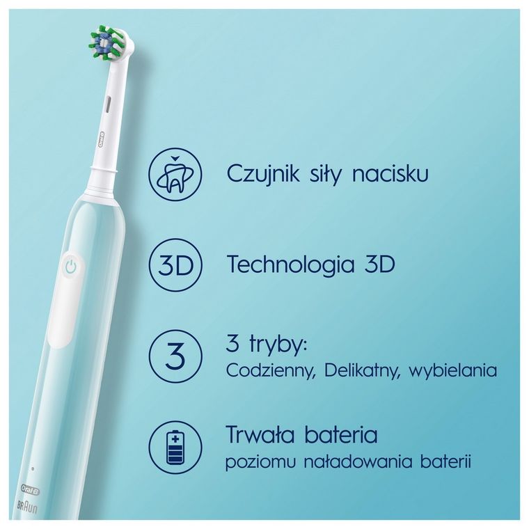Braun, Oral-B, Pro1, szczoteczka elektryczna, CrossAction, Caribbean Blue