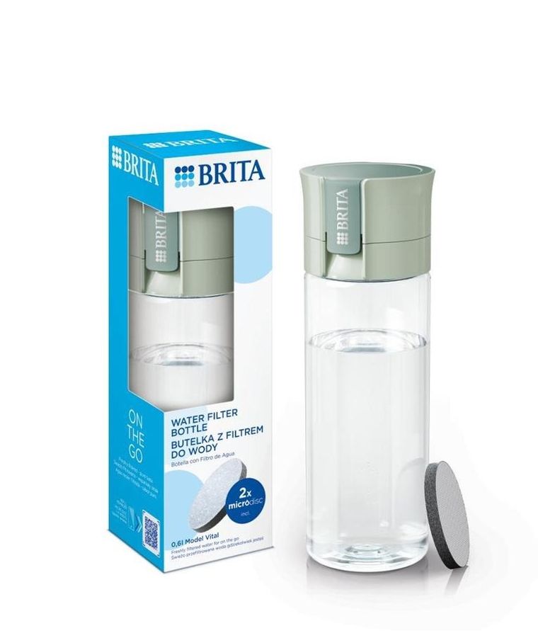 Brita, butelka filtrująca, Vital, pastelowa zieleń, 2 dyski