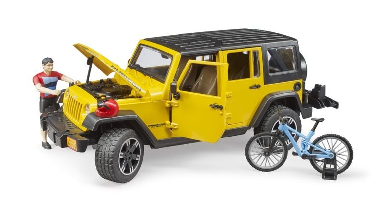 Bruder, Jeep Wrangler Rubicon, samochód z rowerem i figurką