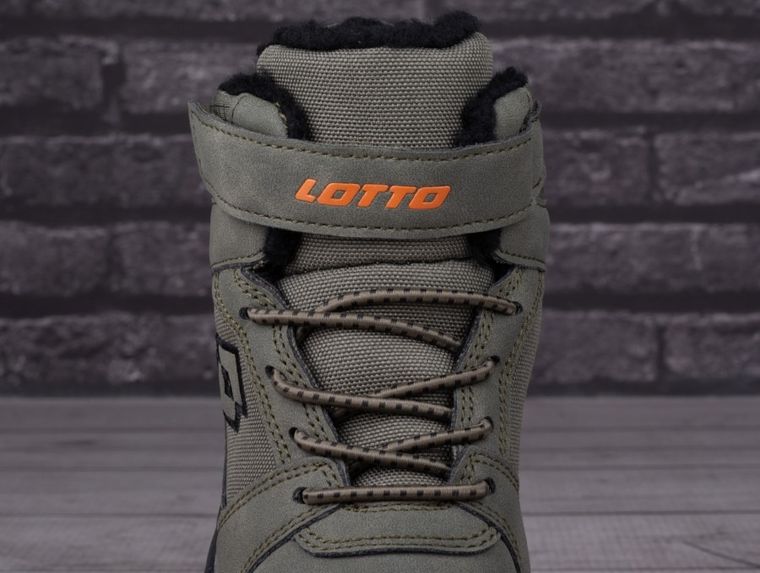 Buty zimowe dziecięce, ocieplane, khaki, Lotto