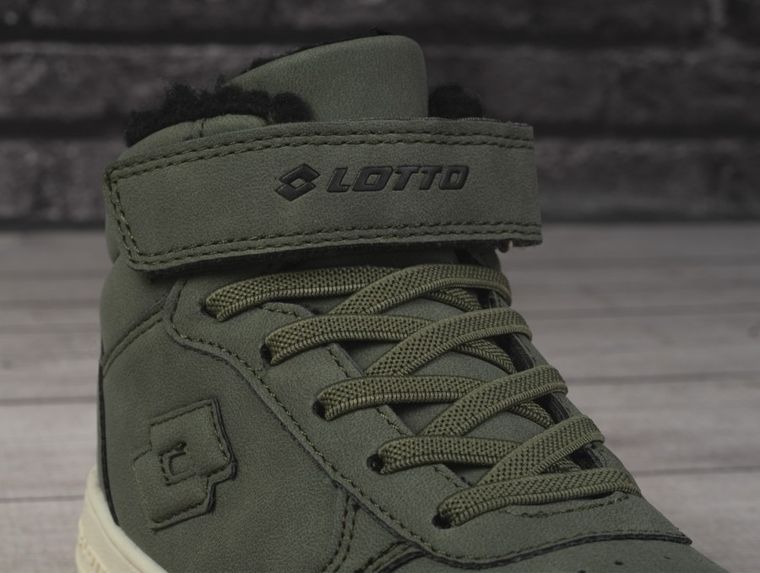 Buty zimowe dziecięce, ocieplane, khaki, Lotto