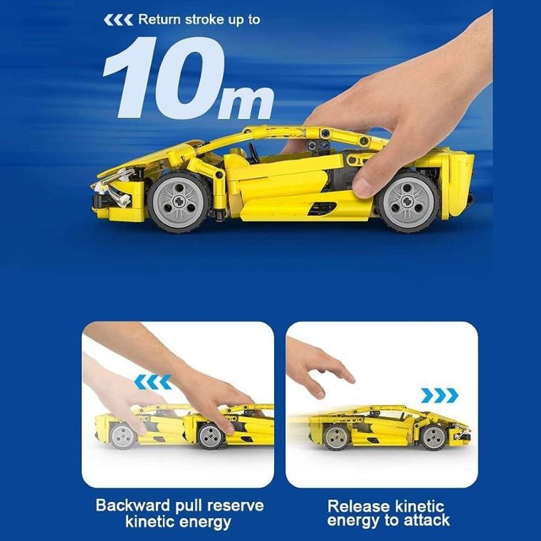 Cada, Lightning Sports Car z napędem Pull-back, klocki konstrukcyjne, pojazd, 357 elementów