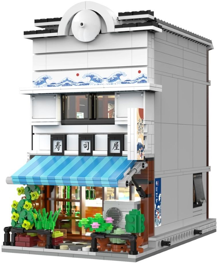 Cada, Sklep z Sushi, budynek w japońskim stylu, LED, klocki konstrukcyjne, 1665 elementów