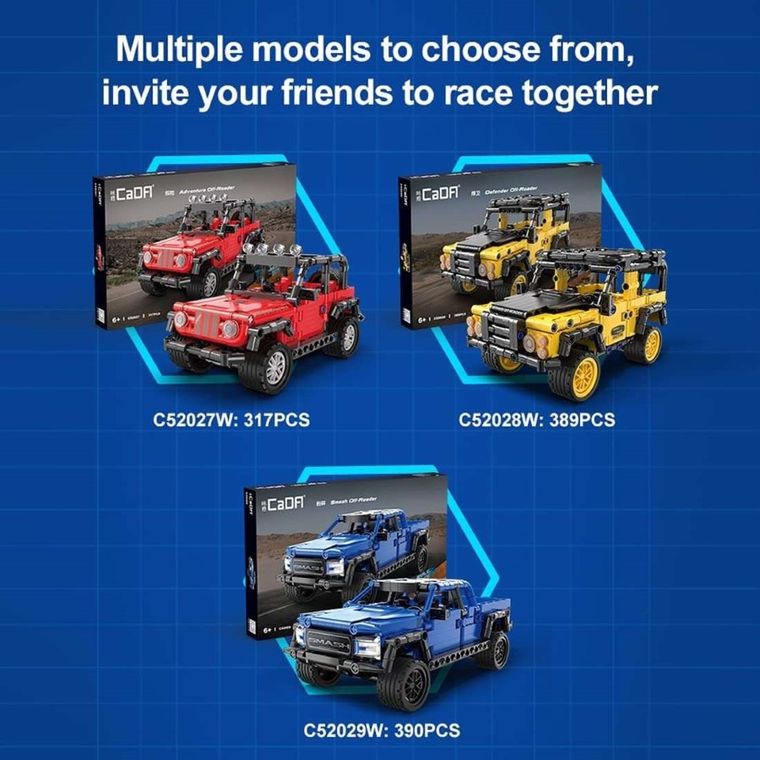 Cada, Smash Off-Roader z napędem Pull-back, klocki konstrukcyjne, pojazd, 390 elementów