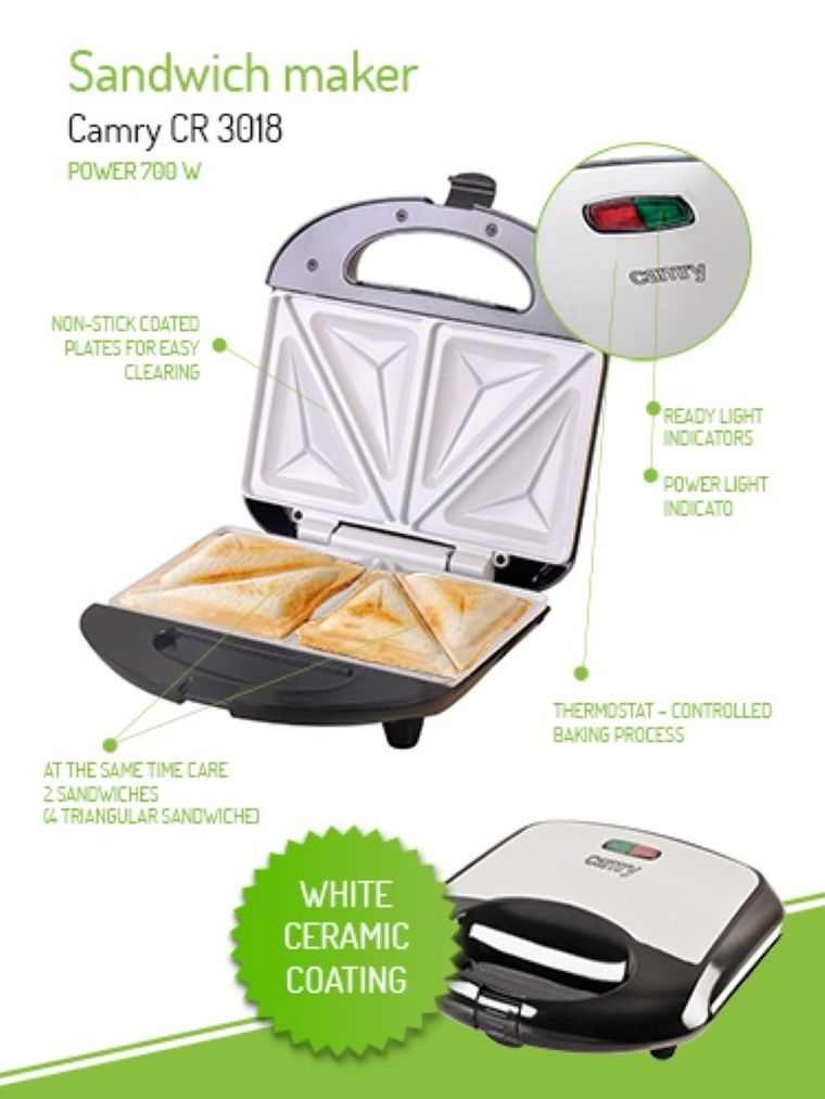 Camry, opiekacz do kanapek, 700W, CR 3018