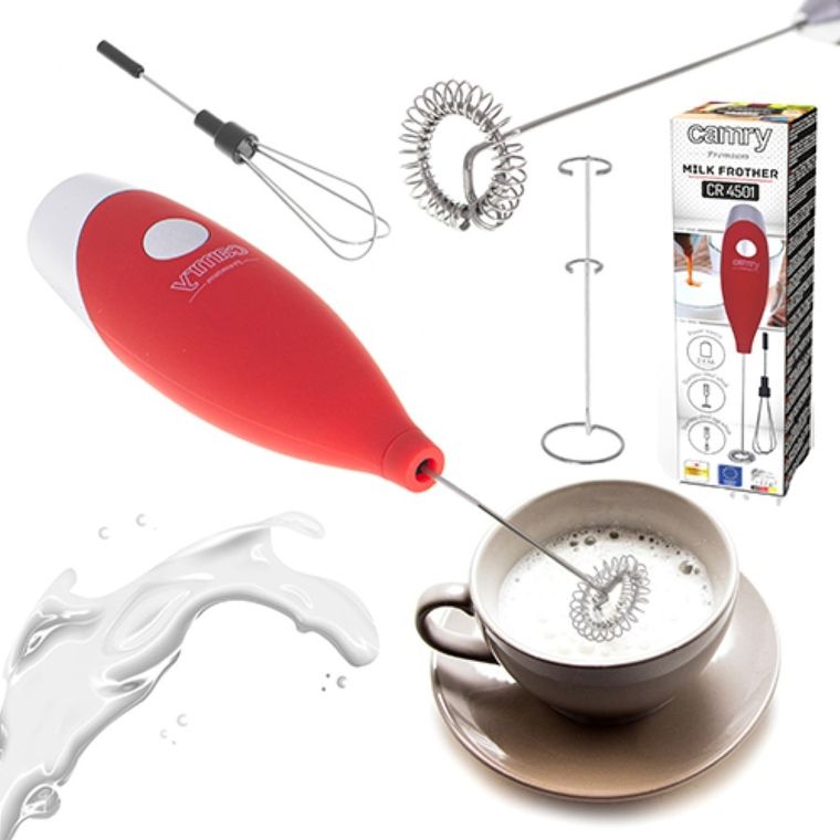 Camry, spieniacz do mleka z mieszadłem i stojakiem, CR 4501r, czerwony