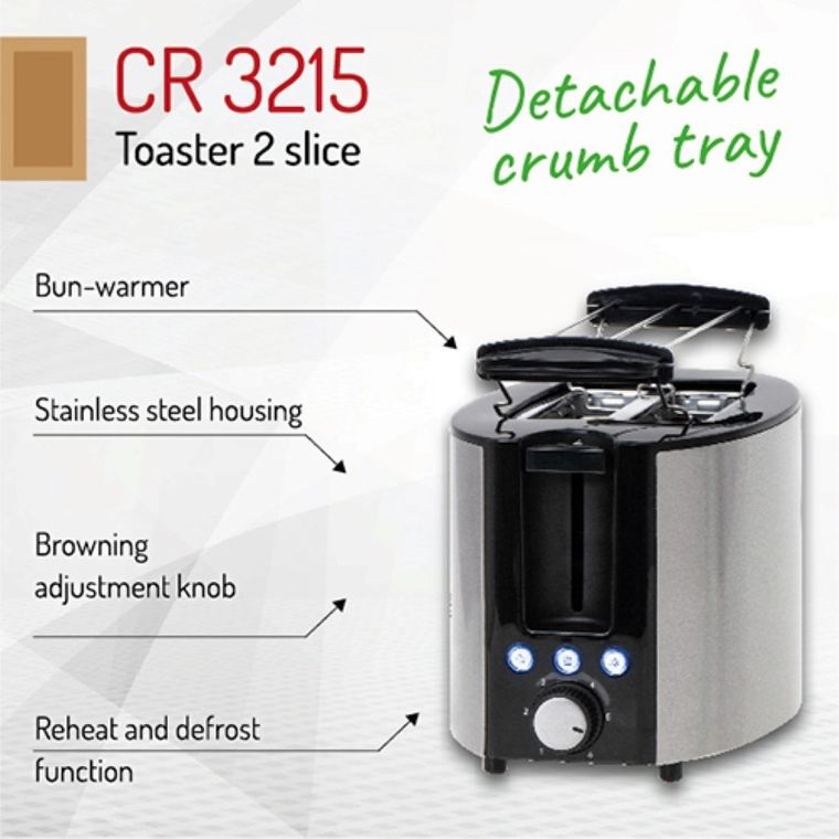 Camry, toster, 2 kromki, CR 3215